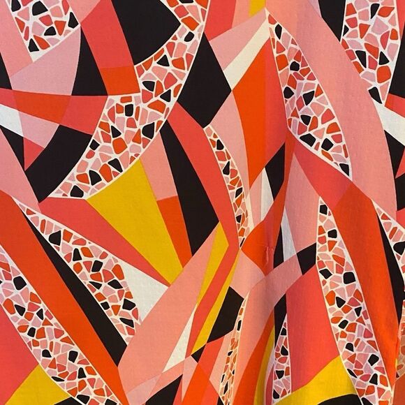 Ibkul Sz XL Vibrant Orange Geometric Print Pickleball Sporty Long Sleeve Polo - Picture 4 of 9